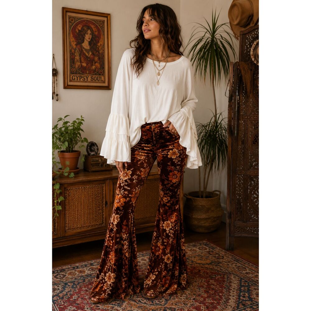 White Boho Bell Sleeve Top XL | Romantic Cottagecore Peasant  | RuffleTunic